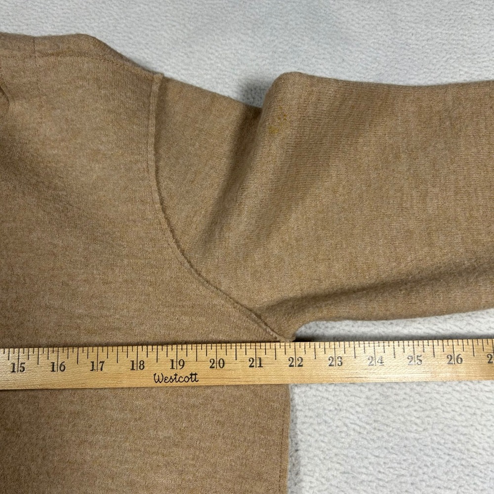 Eileen Fisher Womens Round Neck Boxy Jacket Size Medium Camel Boiled Wool Zip - Picture 8 of 10